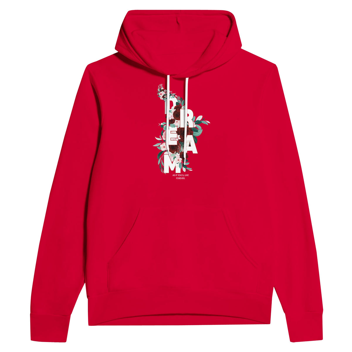 Floral Dreams - Live Forever - Red - Pullover Hoodies