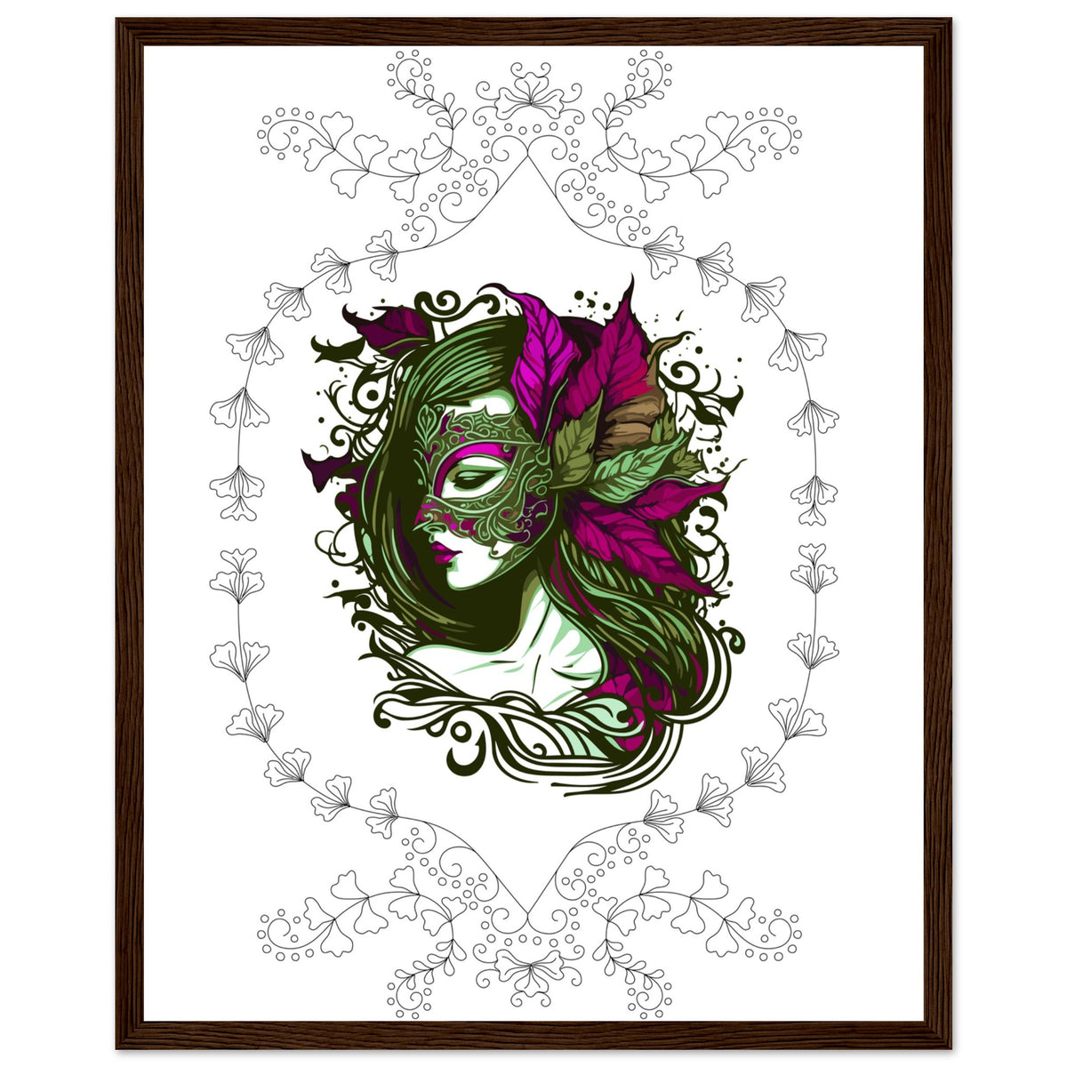 Masked Enchantment - Deluxe Framed Poster - 40x50 cm 16x20″ Dark wood frame - Framed Posters