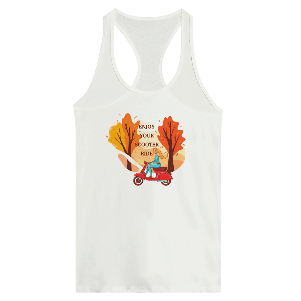 Ride with Delight - Embrace Adventure in Our Scooter Tank - White - Tank Tops