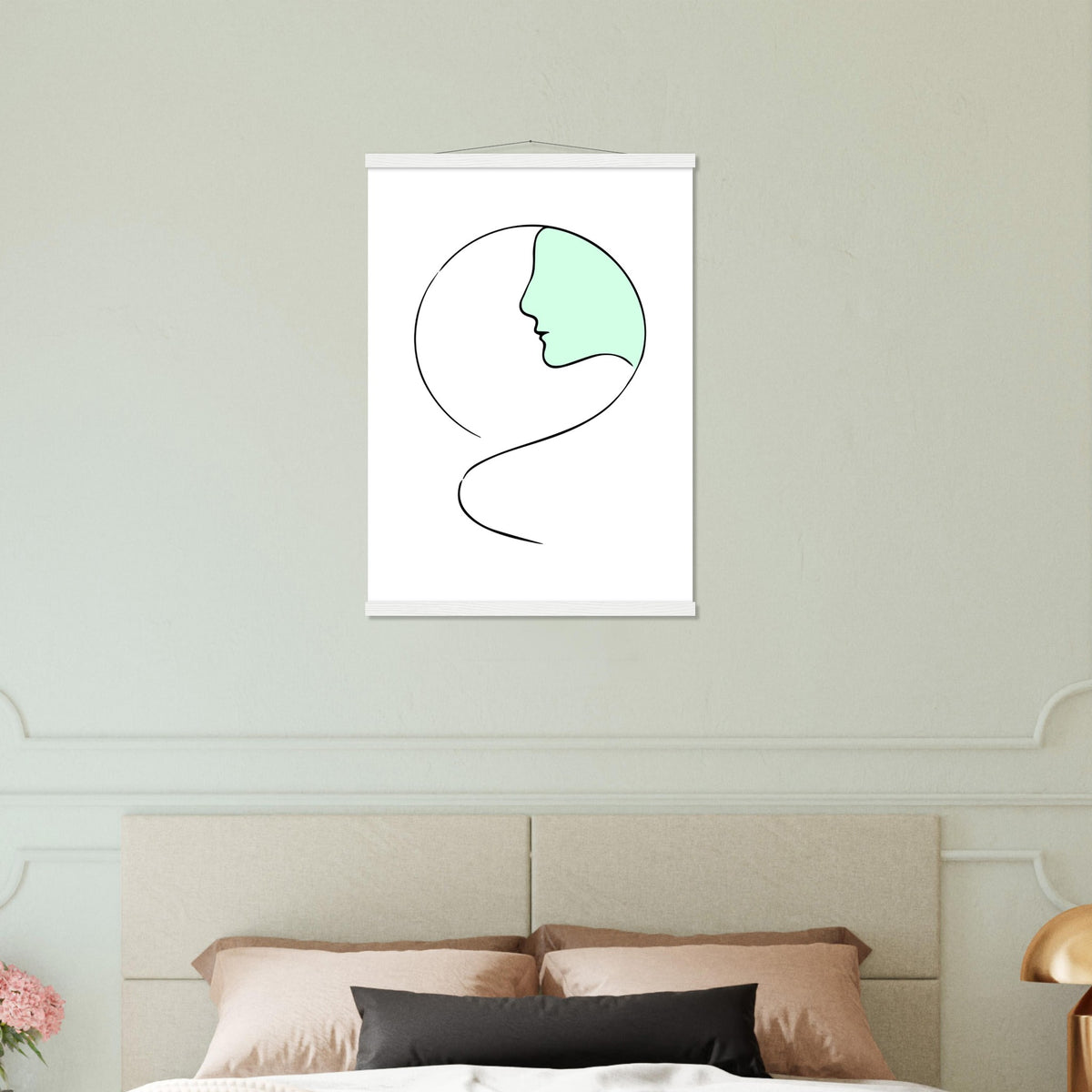 Serenity in Simplicity - Minimalist Face Art Poster - 50x70 cm 20x28″ White wall hanger - Posters With Hanger