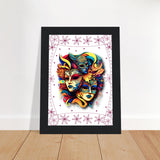 Colorful Mask Trio - Luxury Framed Print - - Wooden Framed Posters