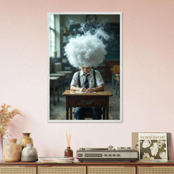 Dreamer’s Desk – Wooden Framed Poster - White frame - Wooden Framed Posters