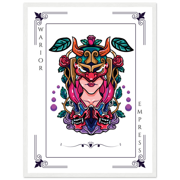 Artistry Unleashed - Warrior, Sacred Bull, and Tiger Spirit - 45x60 cm 18x24″ White frame Warior Empress - Wooden Framed Posters