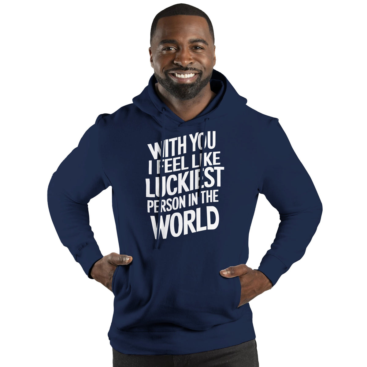 Luckiest in Love – A Heartfelt Gift for Your Husband - Navy - Hoodies