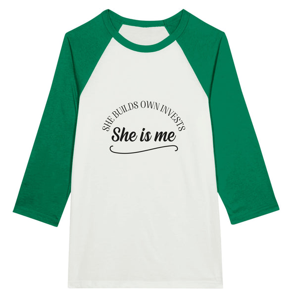 Empowerment in Style - Unisex 3/4 Sleeve Raglan T-shirt - White and Kelly - T-shirts