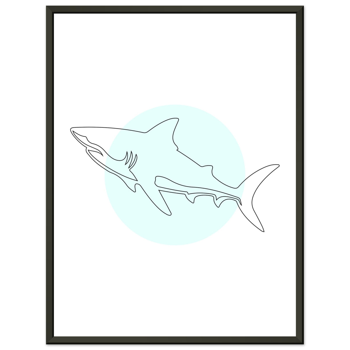 Majestic Shark - Minimalist Line Art - 45x60 cm 18x24″ - Metal Framed Posters