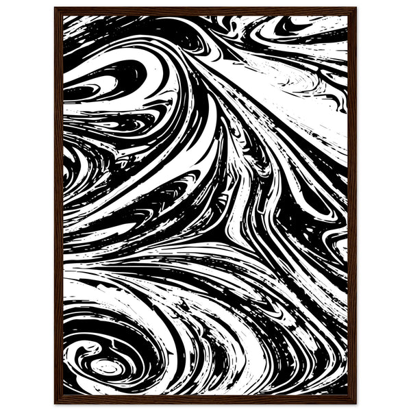 Black & White Swirl - Premium Matte Framed Poster - 45x60 cm 18x24″ Dark wood frame - Metal Framed Posters