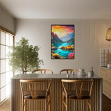 Mountain Serenity - Tranquil Landscape Art - - Wooden Framed Poster