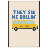 Funny School Bus - Metal Framed Poster for Teachers - - Metal Framed Posters