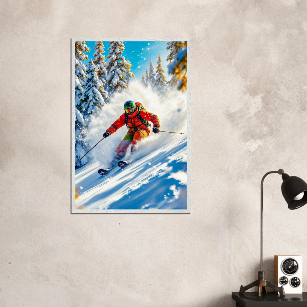 Gift the Thrill – Adrenaline Ski Framed Wall Poster - White frame - Wooden Framed Posters