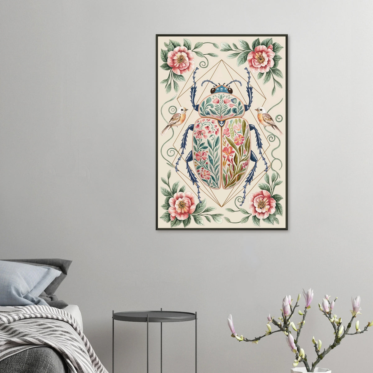 Botanical Beetle Framed Print - A Gift of Nature's Artistry - 60x90 cm 24x36″ - Metal Framed Posters