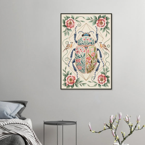 Botanical Beetle Framed Print - A Gift of Nature's Artistry - 60x90 cm 24x36″ - Metal Framed Posters