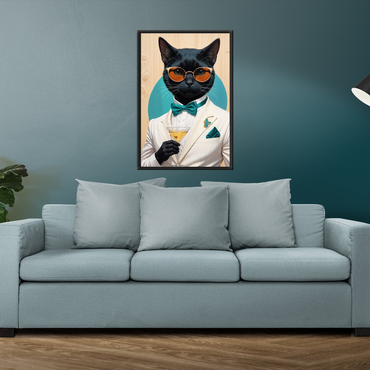 Cocktail Hour Cat - 24x36 - Framed Posters