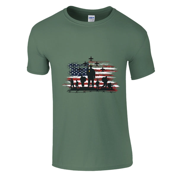 Valor and Sacrifice - American Pride - Military Green - T-Shirts