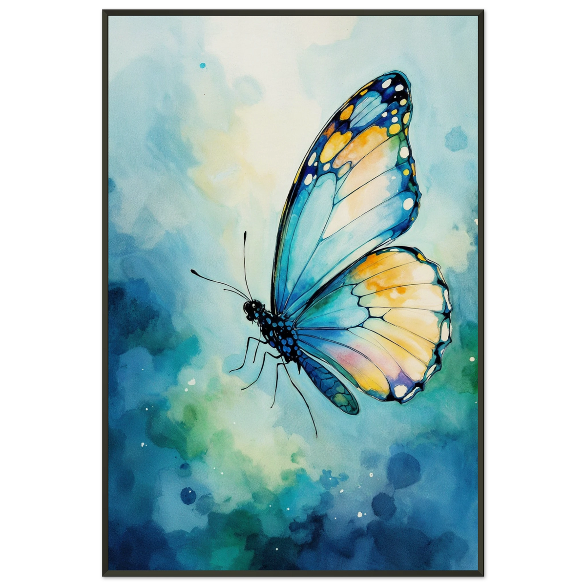 Watercolor Wings - Butterfly Art Framed Poster - - Metal Framed Posters