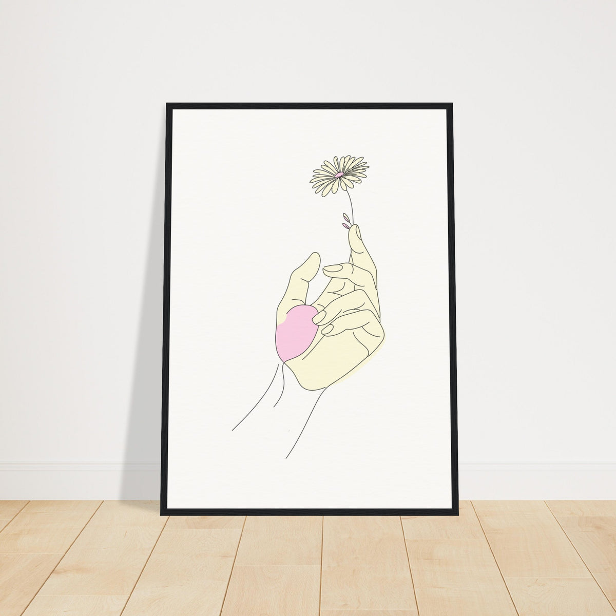 Artistic Grace - Hand & Flower Poster in Pine Wood Frame - 50x70 cm 20x28″ Black frame - Wooden Framed Posters