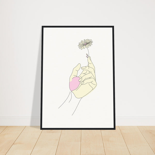 Artistic Grace - Hand & Flower Poster in Pine Wood Frame - 50x70 cm 20x28″ Black frame - Wooden Framed Posters