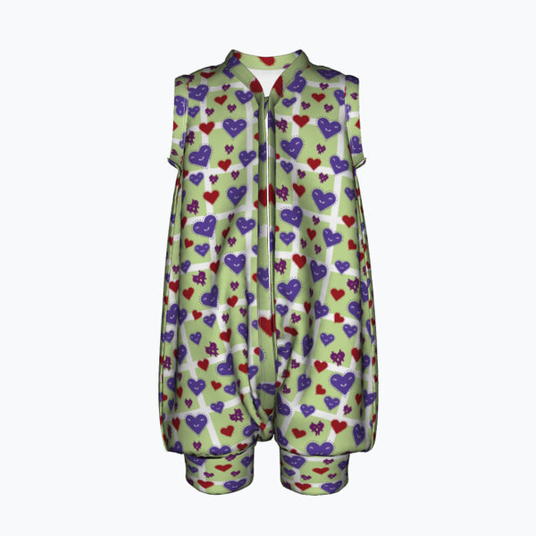 Love in Every Stitch - Colorful Heart Romper - - Bodysuits