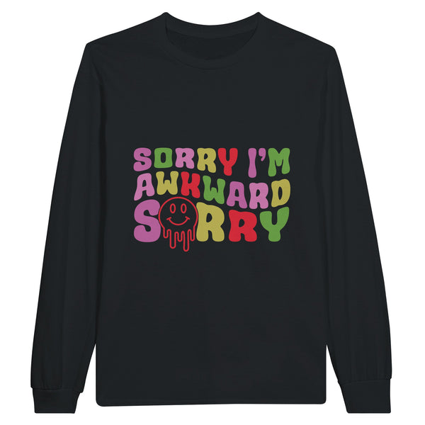 Awkward Charm - Flaunt Your Quirkiness in Style - Black - Long Sleeve T-shirts