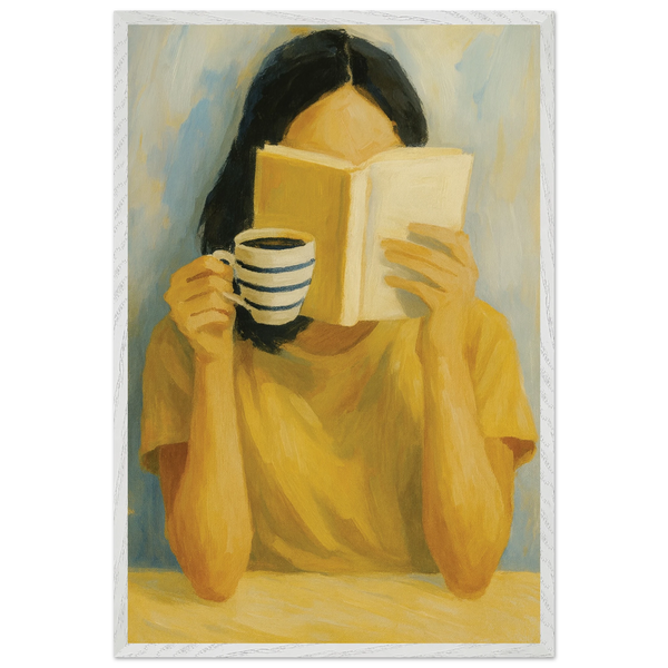Book & Coffee Wooden Framed Poster – Gift of Serenity - - Wooden Framed Posters