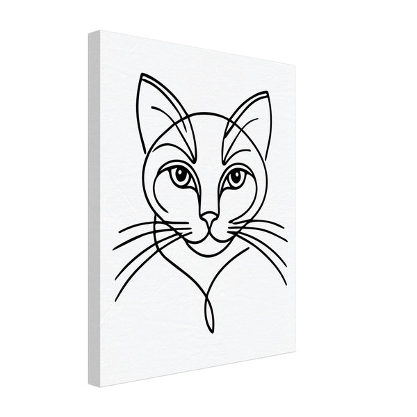 Silent Purr - Sleek Cat Line Drawing on Canvas - - Canvas Prints