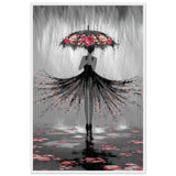 Whispers of the Rain - Woman with Umbrella Art - - Framed Posters