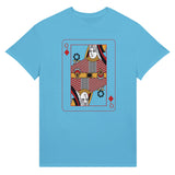 Playing Cards- Q- Ultra Cotton Unisex Crewneck T-shirt - Sky L Diamonds - Print Material