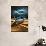 Echoes of the Storm - A Deserted Boat’s Story - - Framed Poster