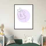 Simplicity and Grace - Pastel-Infused Line Art Portrait - - Metal Framed Posters