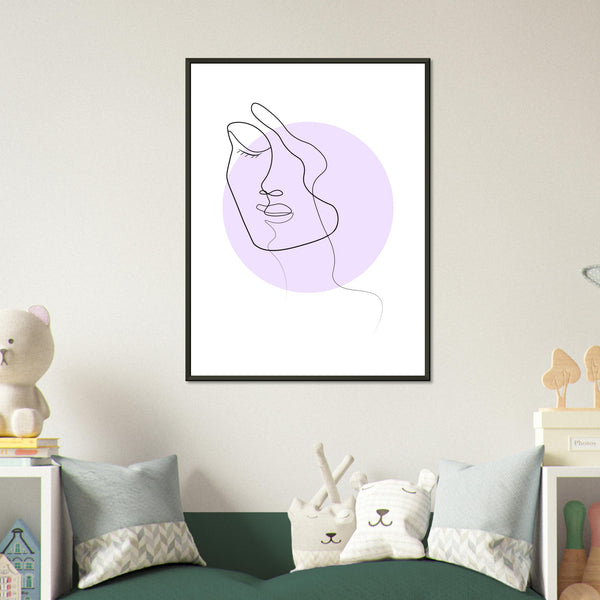 Simplicity and Grace - Pastel-Infused Line Art Portrait - - Metal Framed Posters