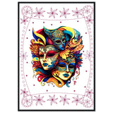 Colorful Mask Trio - Luxury Framed Print - 70x100 cm 28x40″ Black frame - Wooden Framed Posters