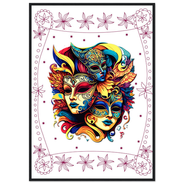 Colorful Mask Trio - Luxury Framed Print - 70x100 cm 28x40″ Black frame - Wooden Framed Posters