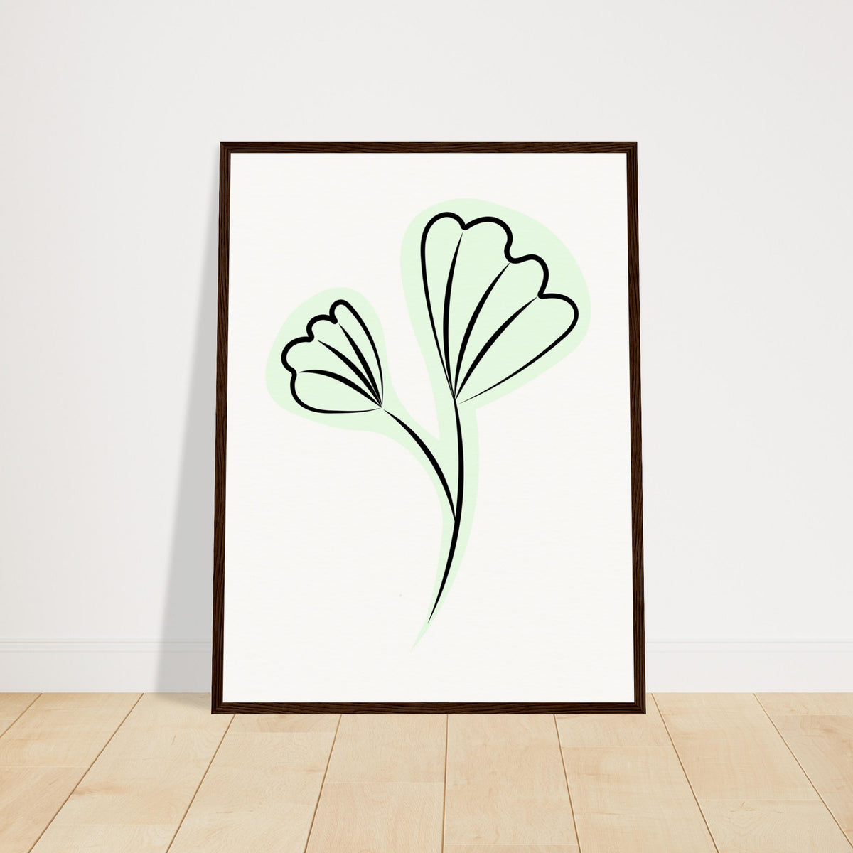 Elegant Floral Essence - Wooden Framed Art - 45x60 cm 18x24″ Dark wood frame - Wooden Framed Posters