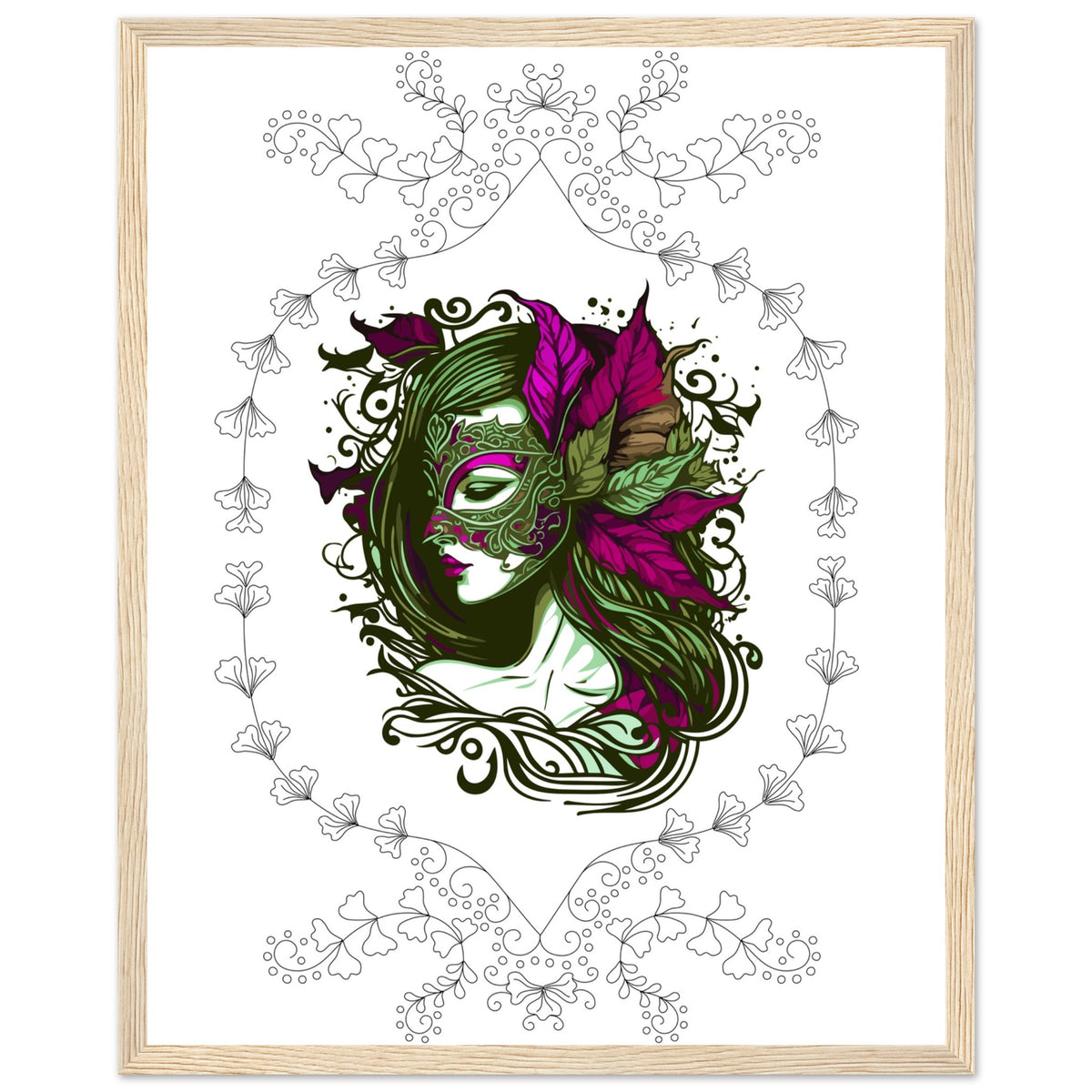 Masked Enchantment - Deluxe Framed Poster - 40x50 cm 16x20″ Wood frame - Framed Posters