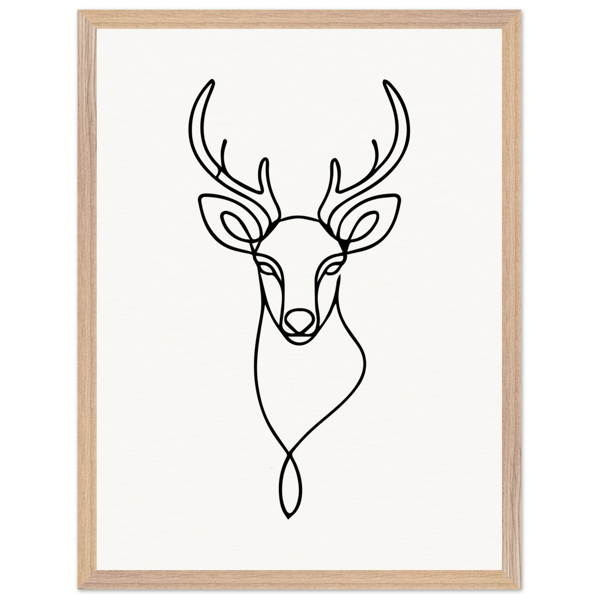 Nature's Outline - Elegant Deer in Wooden Frame - 45x60 cm 18x24″ Wood frame - Wooden Framed Posters