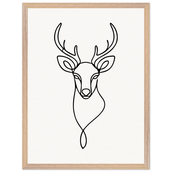 Nature's Outline - Elegant Deer in Wooden Frame - 45x60 cm 18x24″ Wood frame - Wooden Framed Posters