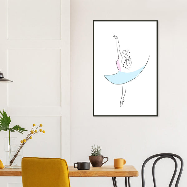 Graceful Dance - Minimalist Ballerina - - Metal Framed Posters