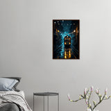 Cobblestone Glow - Urban Travel Art Print - 40x60 cm 16x24″ Dark wood frame - Wooden Framed Posters