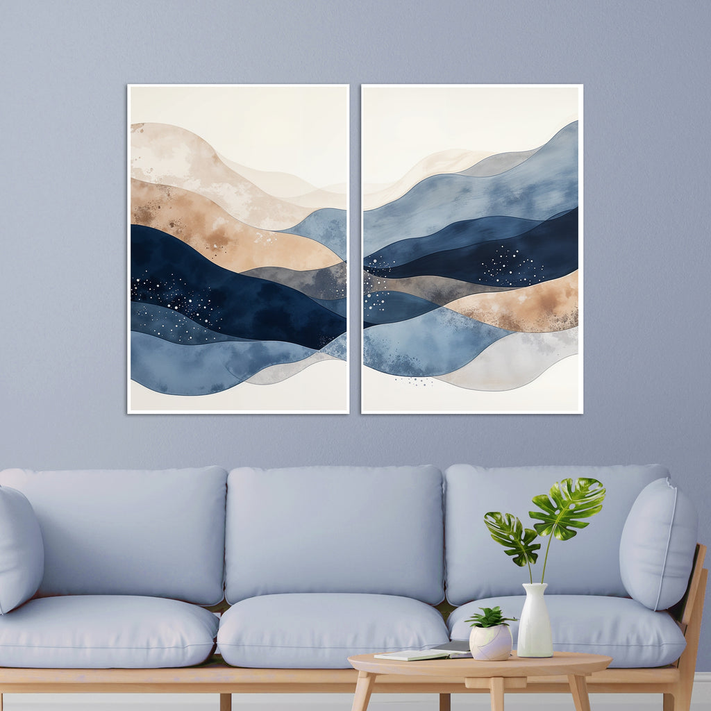 Serene Waves - Abstract Harmony - 24x36 - Framed Posters