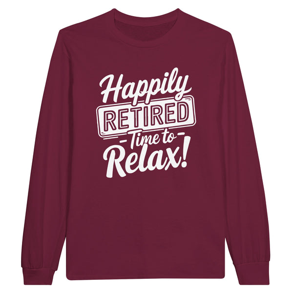 Happily Retired Long-sleeve Tee for Colleagues - Maroon - Long Sleeves T-shirts