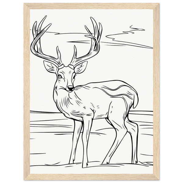 Elegance in Nature - Deer in Line - 30x40 cm 12x16″ Wood frame - Wooden Framed Posters