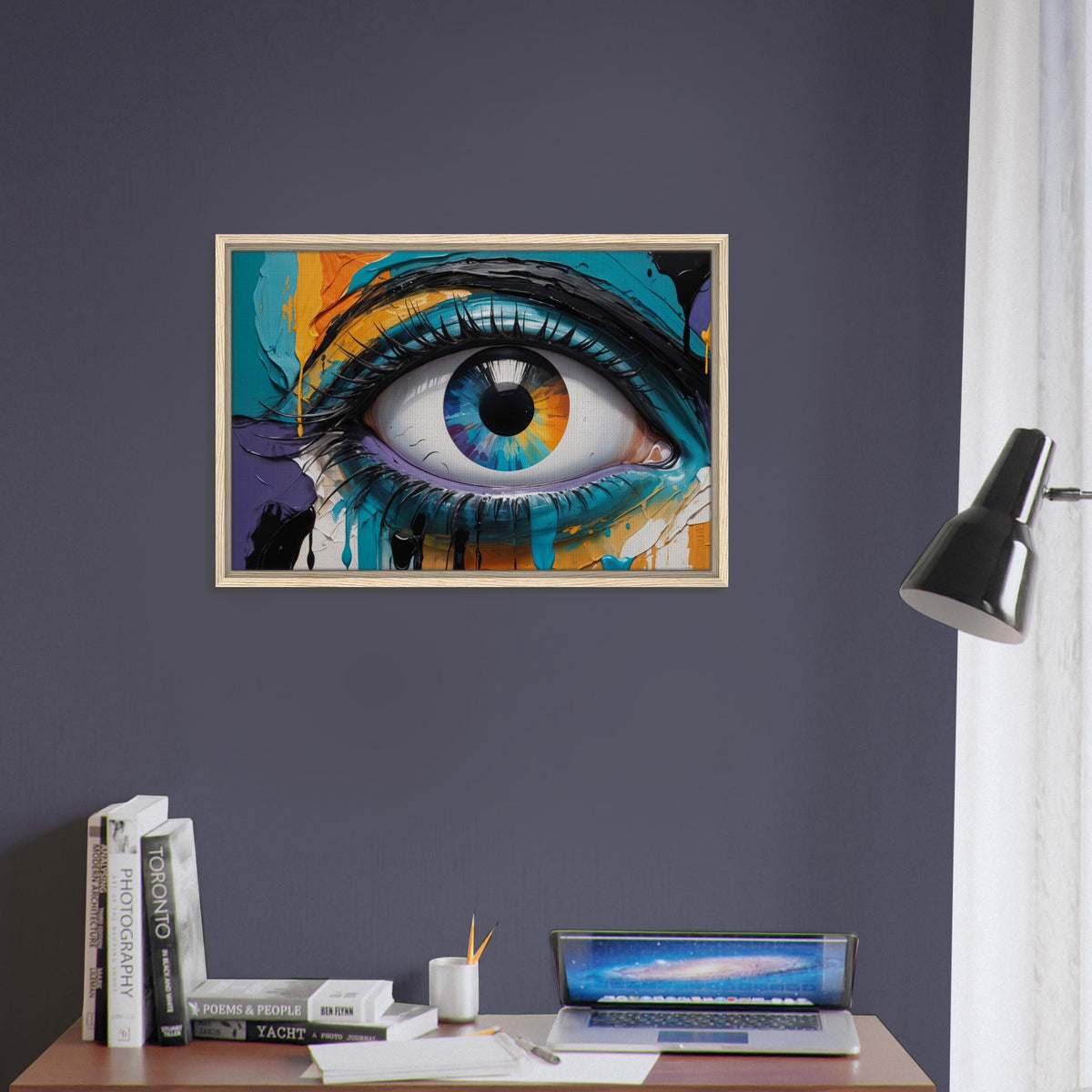 Bold Perspective - Framed Eye in Vibrant Paint - - Framed Canvas