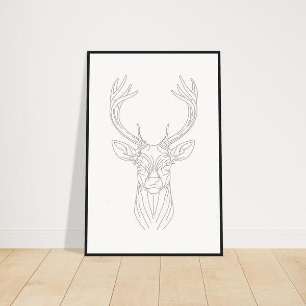 Nature's Grace - Deer Illustration - 60x90 cm 24x36″ Black frame - Wooden Framed Posters