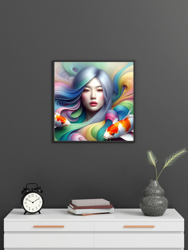 Koi Dreams and Colorful Whispers - 12x12 - Framed Posters