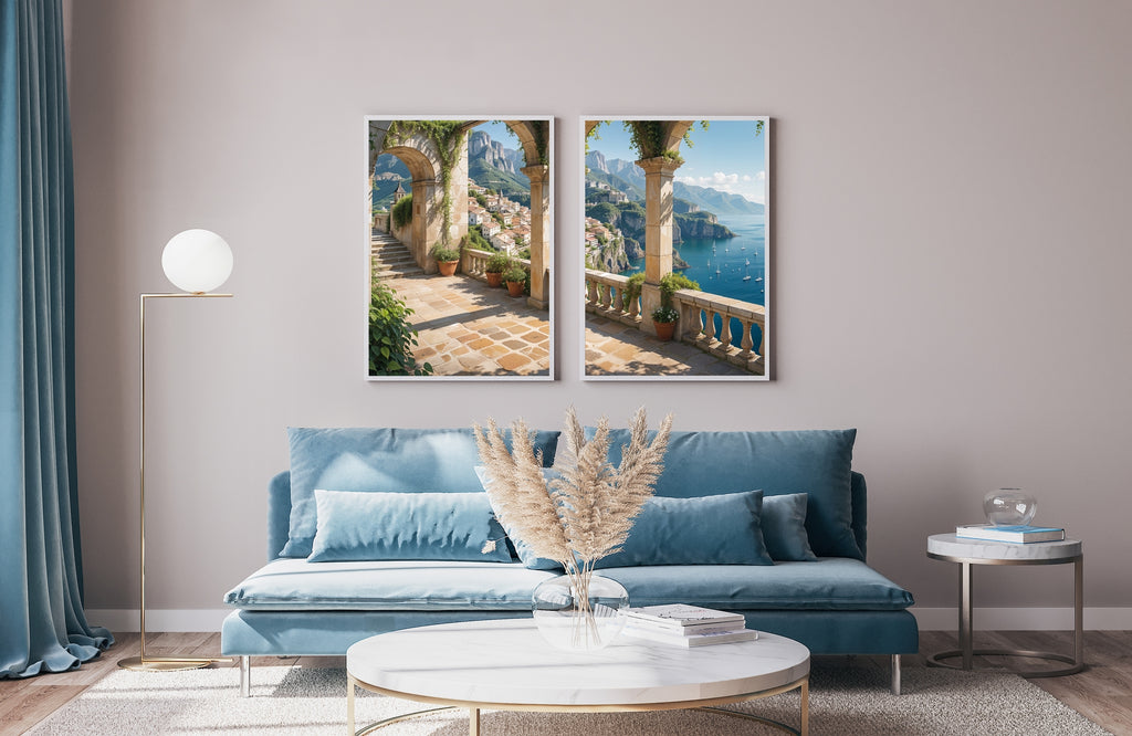 Mediterranean Dreams - Coastal Views - 12x18 - Framed Posters