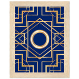 Art Deco Elegance - Blue & Gold Geometric Framed Print - 15x20 cm 6x8″ Wood frame - Wooden Framed Posters