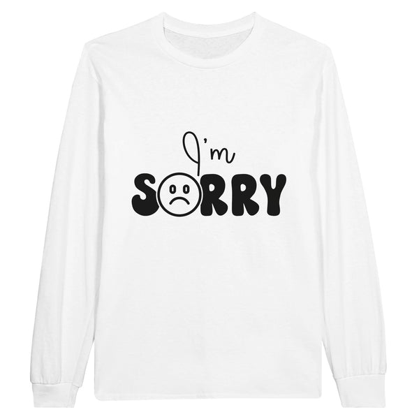 Apology in Threads - Wearable Regrets on Cotton - White - Long Sleeve T-shirts