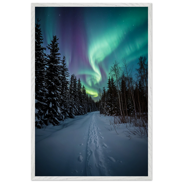 Winter Trail Framed Poster – Gift for Nature Lovers - - Wooden Framed Posters