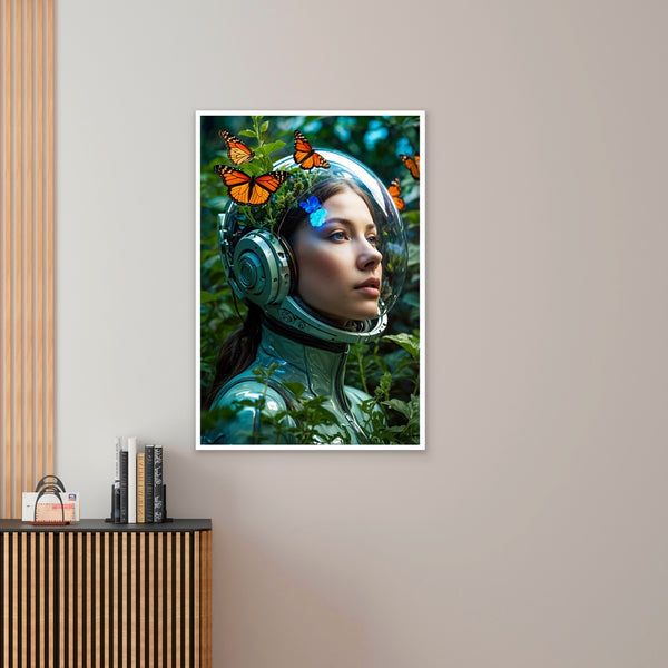 Futuristic Harmony - Astronaut and Nature - - Framed Posters