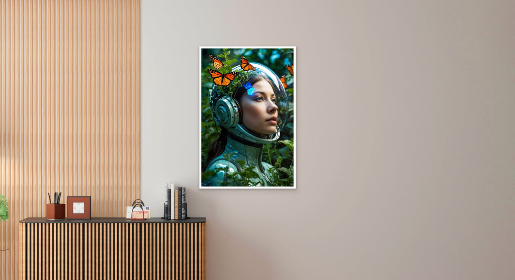 Futuristic Harmony - Astronaut and Nature - - Framed Posters